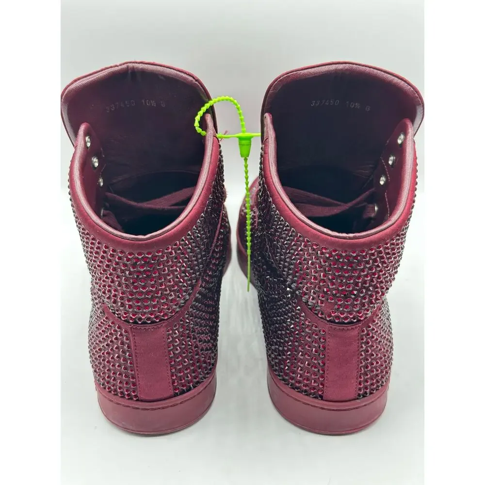 GUCCI Coda Signature High Sneakers Red Crystal Studs Sz 10.5G/US 11 $1190